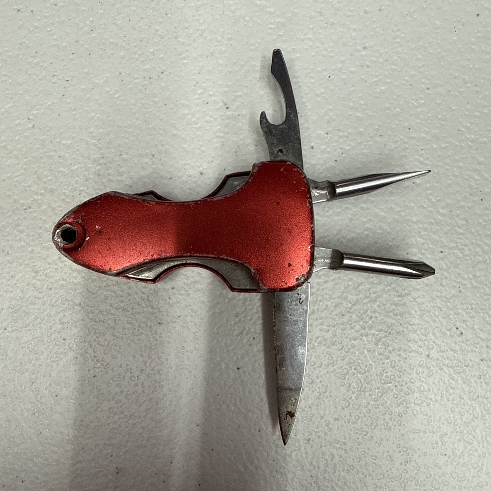 Snap-On Red Mini Keychain Flashlight Multi Tool