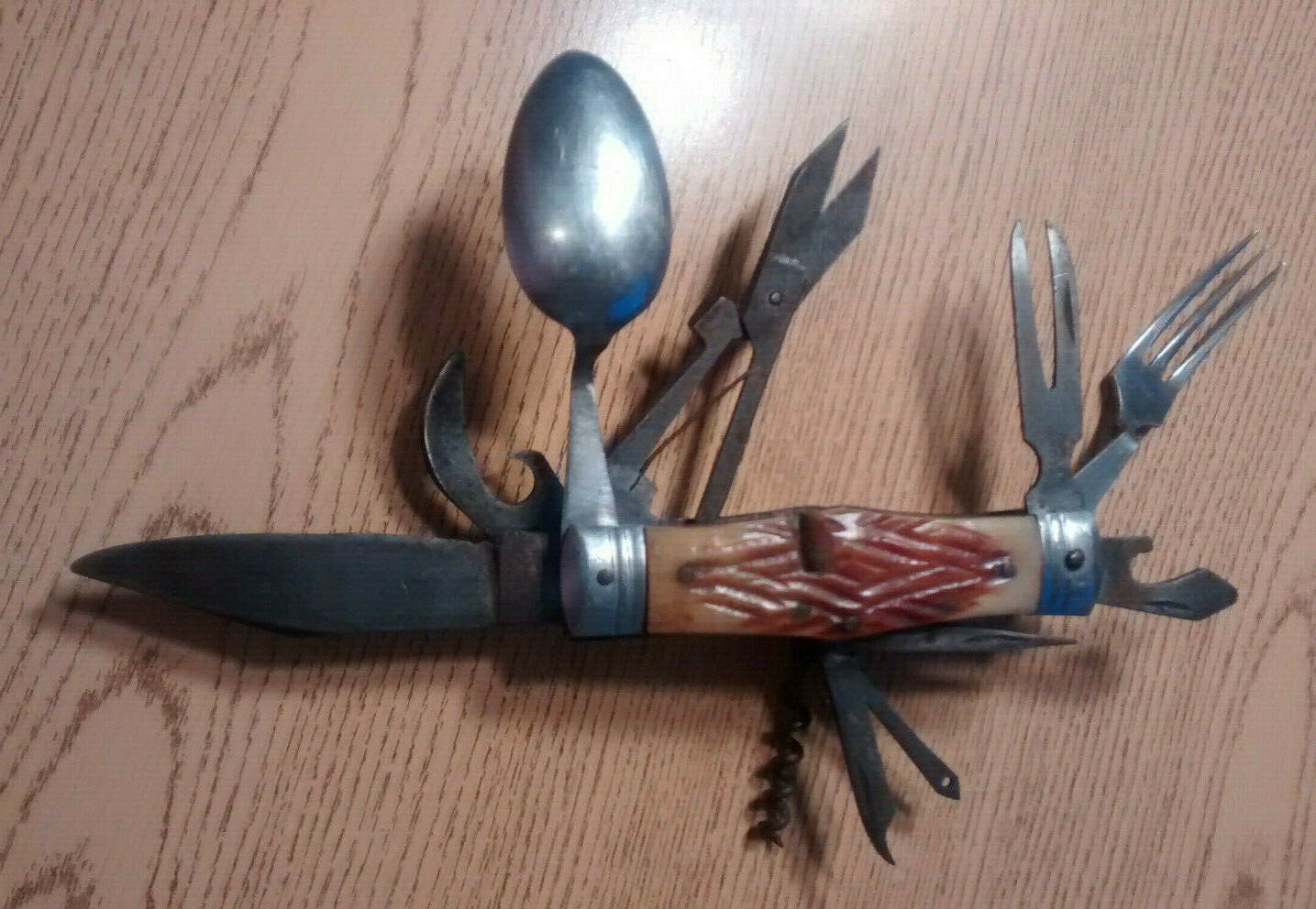 THALCO Multi-Function Knife, Knife/Fork/Spoon, Well Used, 11 Functions,Vintage  