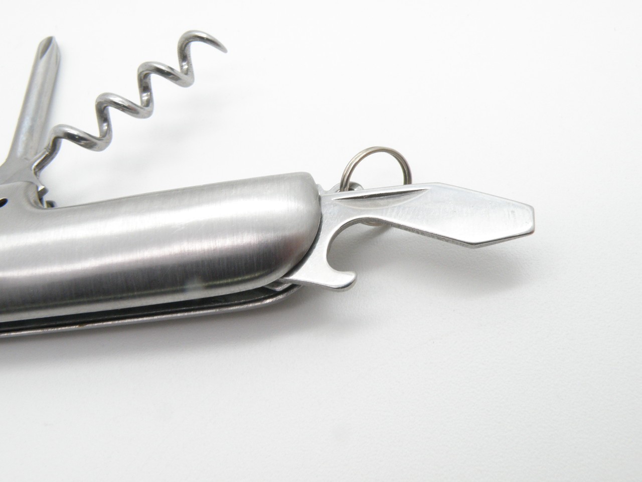 Vintage Silver Tone Multi-Tool Pocket Knife Stainless Steel Perforated Handle