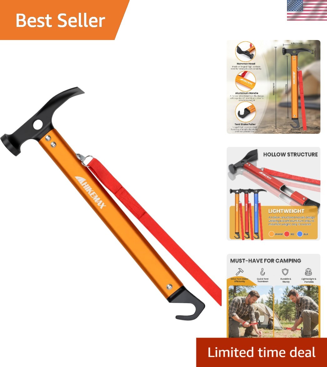 Lightweight Aluminum Camping Hammer with High Carbon Steel Head – 13 Ounce