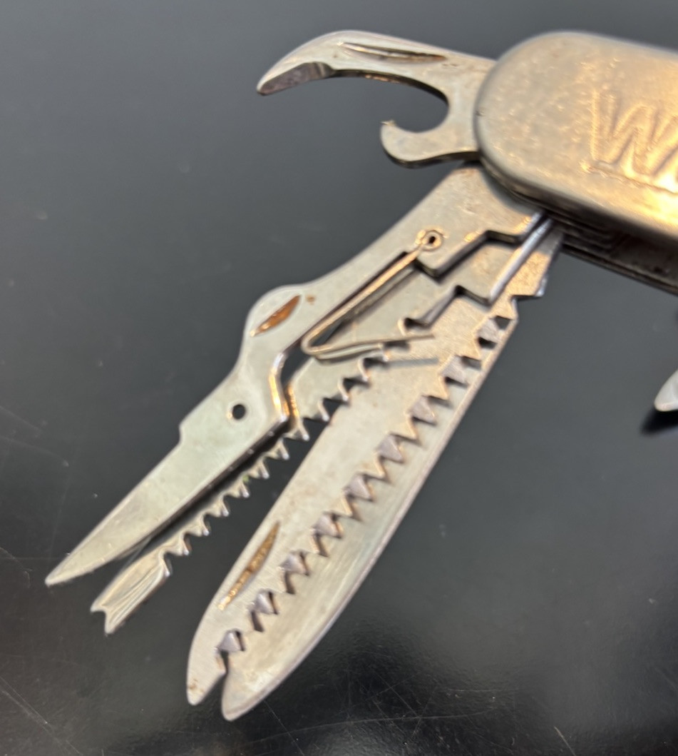Lot Of 3 Camping Hunting Multi Tool Knives Stainless China & Wilcor Silver & Red