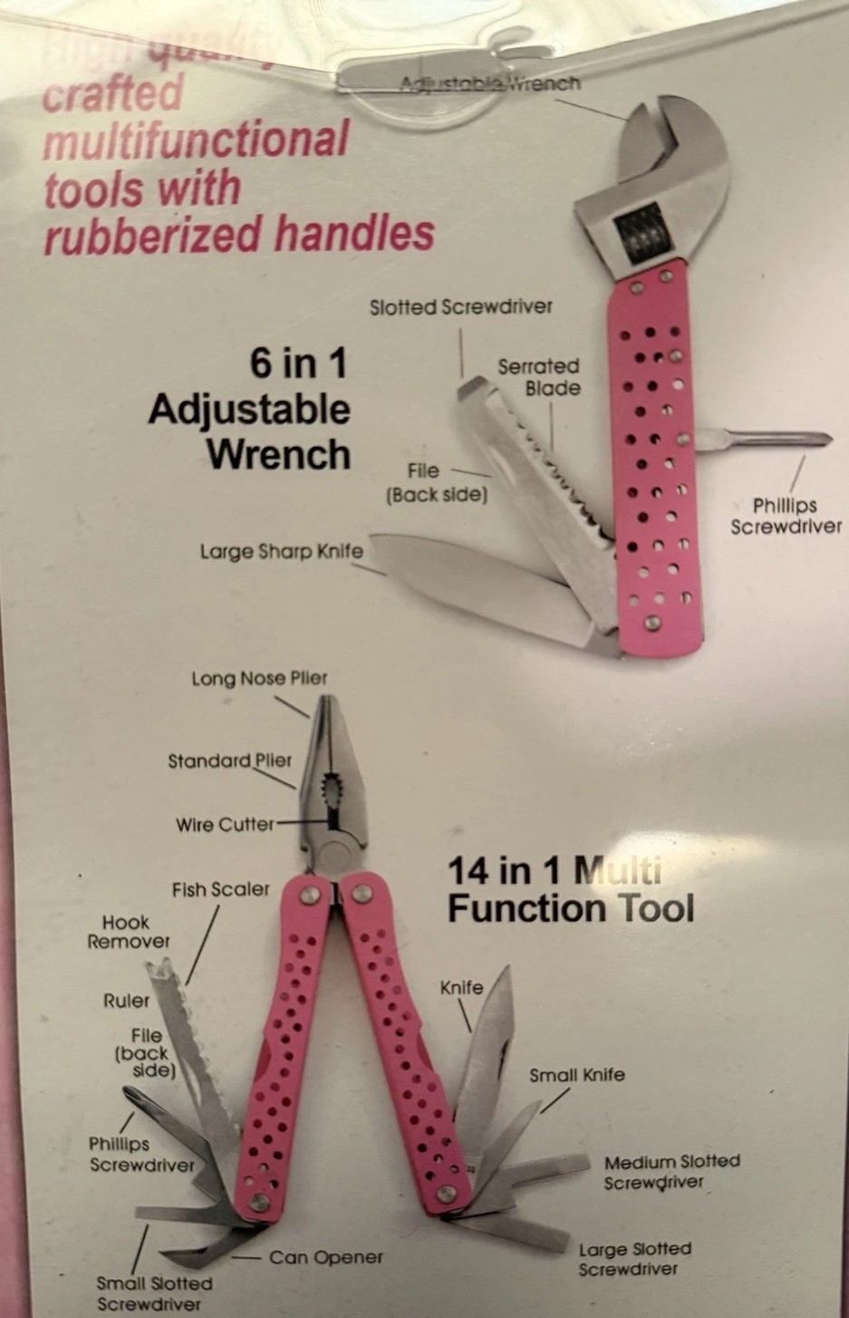 Tools For Her Includes 14 in 1 Multifunctional Tool & Wrench Set Pink