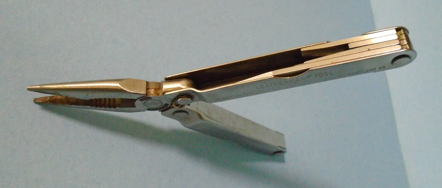 Vintage BP Stamped Leatherman PST Multi-Tool With Brown Leather Case