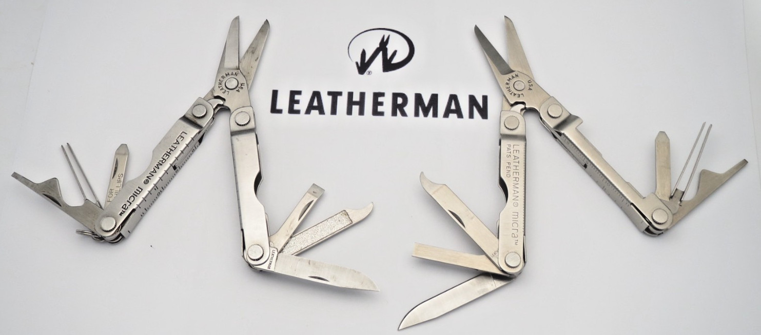 Vintage 1990’s LEATHERMAN TOOL – MICRA Keychain Pocket Sized Multools Lot of Two