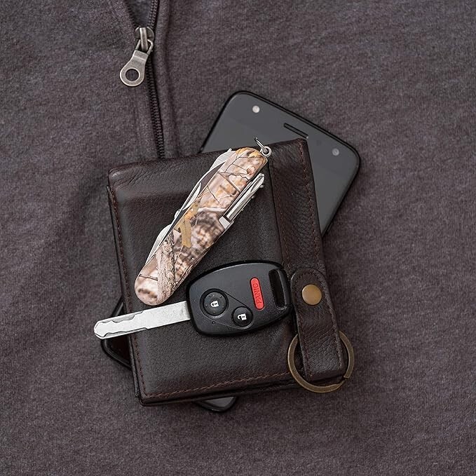 MAXAM, 16-Function Knife with Leymar Handle, Stainless Steel Multi Tool – Camo