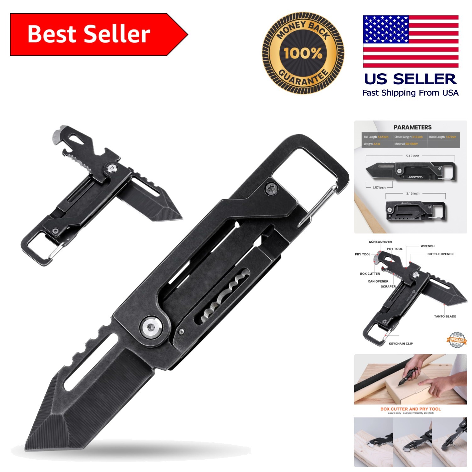 Lightweight 8-in-1 Pocket Tool – Stainless Steel Multitool for Camping & Hiking