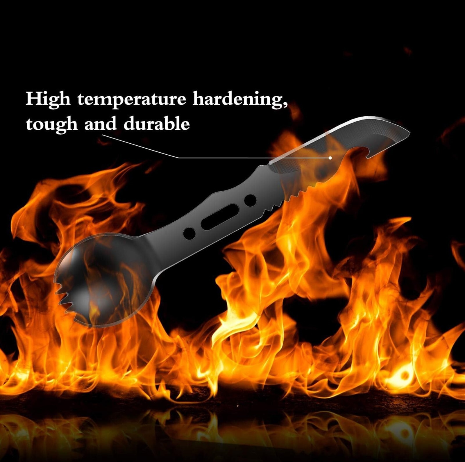 Camping Utensil 7 in 1 Multi-Function Fork Spoon Stainless Steel Survival Tool