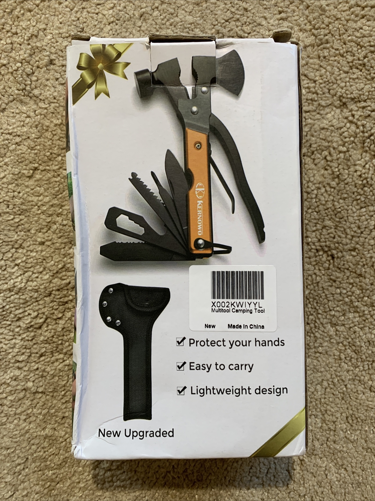 NEW KERNOWO 16-In-1 Camping Emergency Survival Multitool + Sheath BLACK ORANGE