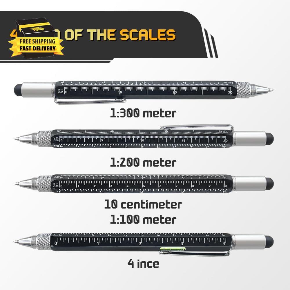 Stocking Stuffers for Men, 9 in 1 Metal Multitool Pen 2Pcs and Refill 6Pcs, Uniq