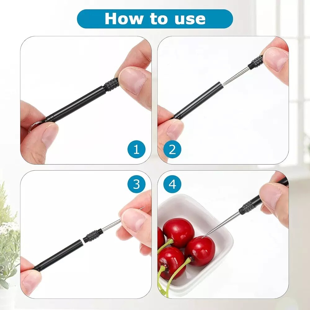 5 Pieces Metal Titanium Toothpicks Portable Toothpick Keychain Travel camping