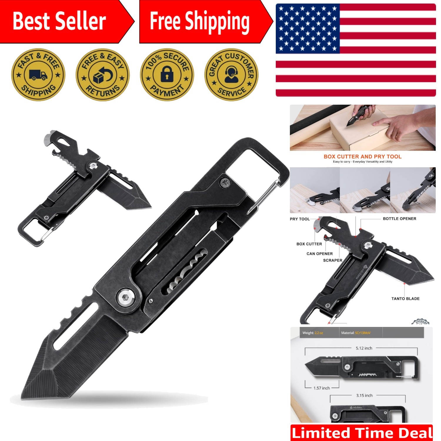 Compact Stainless Steel Keychain Knife – Versatile Multitool for Every Adventure
