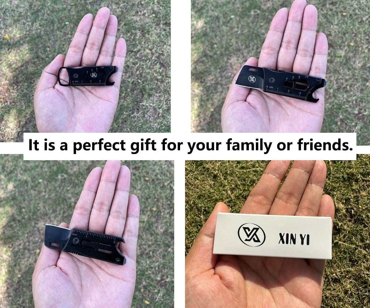 KNIFE Multi-Function Keychain Knife with Wrench,Pry Tool,Bottle Opener and Can O