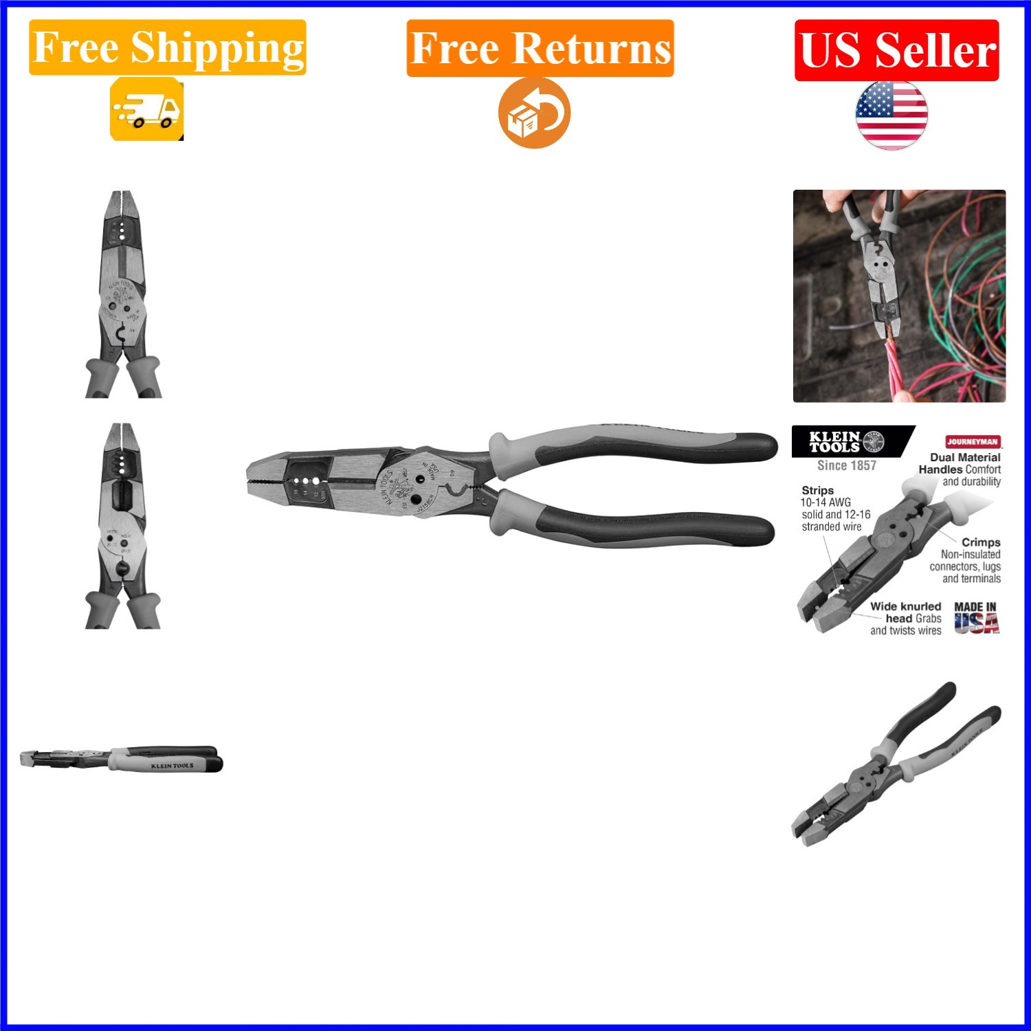 Klein Tools 8-Inch Multitool Pliers – Gray/Black, Multi-Purpose, Wire Cutting