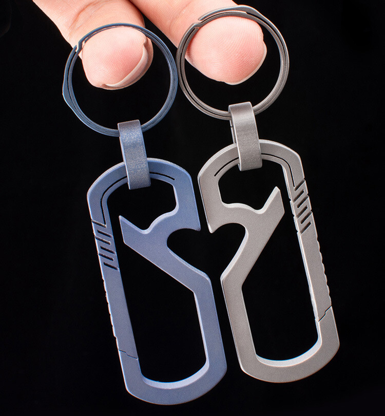 Titanium Keychain Bottle Opener Carabiner Key Ring Outdoor Travel EDC Multi Tool