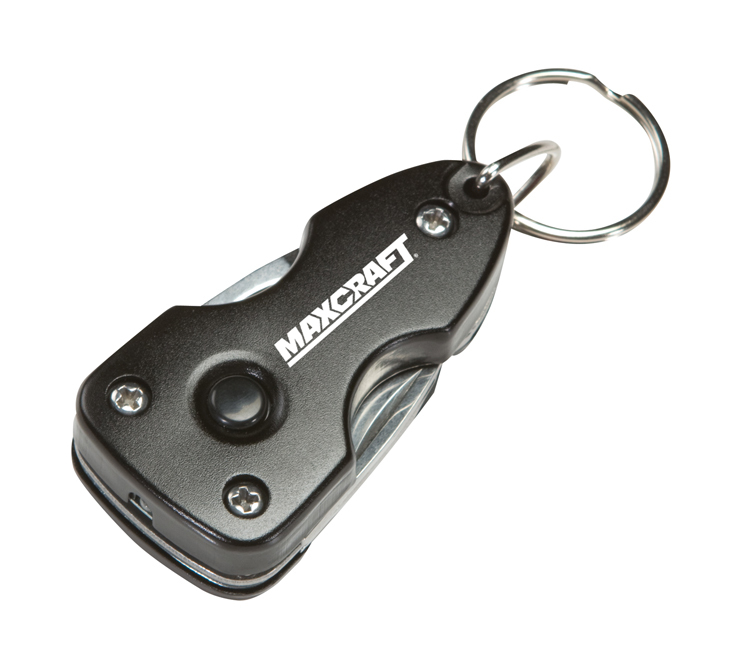 NEW MAXCRAFT 6 IN 1 STAINLESS STEEL KEYCHAIN POCKET MULTI-TOOL WITH LED LIGHT