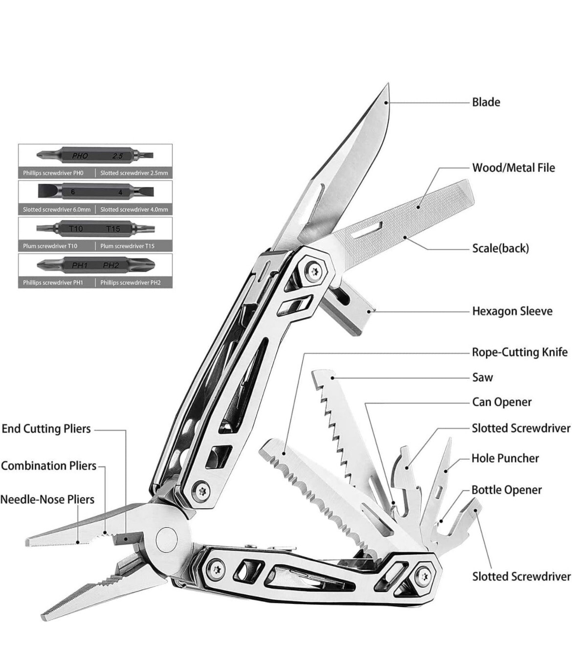 Wetols Multifunctional Pliers Multi Tool 21-in-1 WE-182 With Case