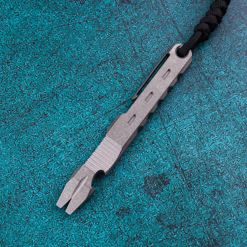 TC4 Titanium Crowbar Pry Bar Underreach EDC Tool Bottle Opener Pendant W Clip