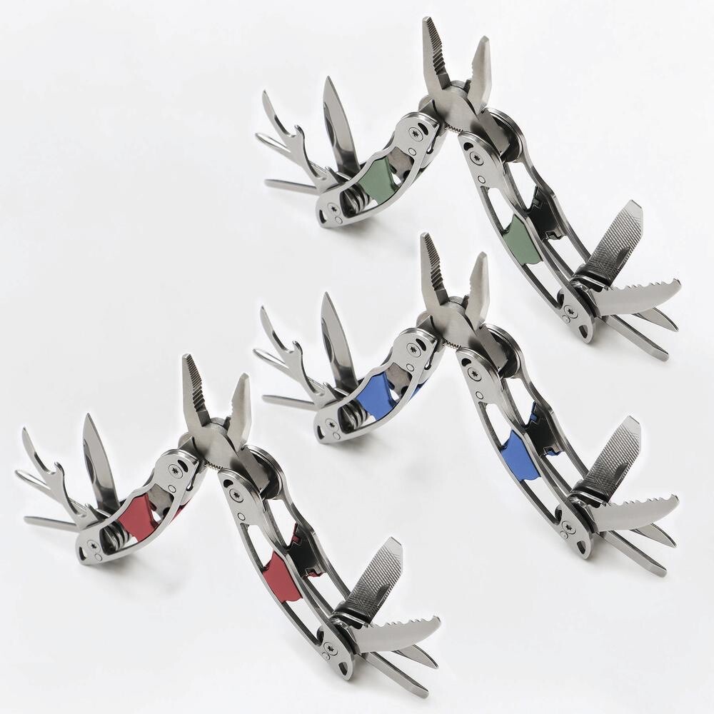 Compact 13 In 1 Micro Multi-tool Stainless Steel Extremely Useful w/Pouch-Blue