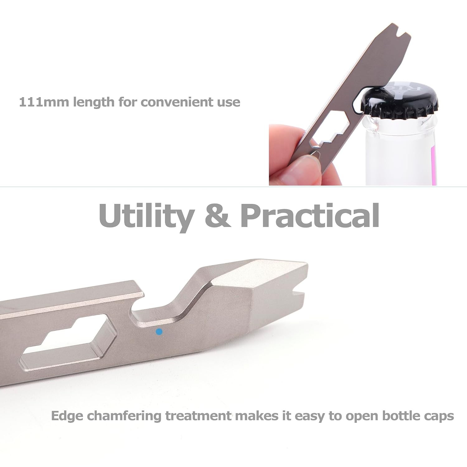 Titanium Pry Bar Bottle Opener Multi Tool with Clip 10-in-1 Gear