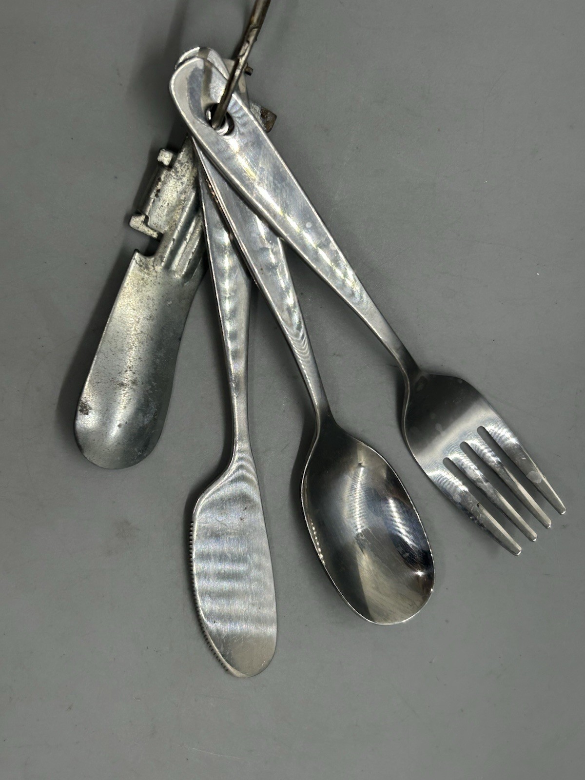 Hiking Utensil Set Fork Spoon Knife Can Opener Cutlery On Ring Combo Camping Out
