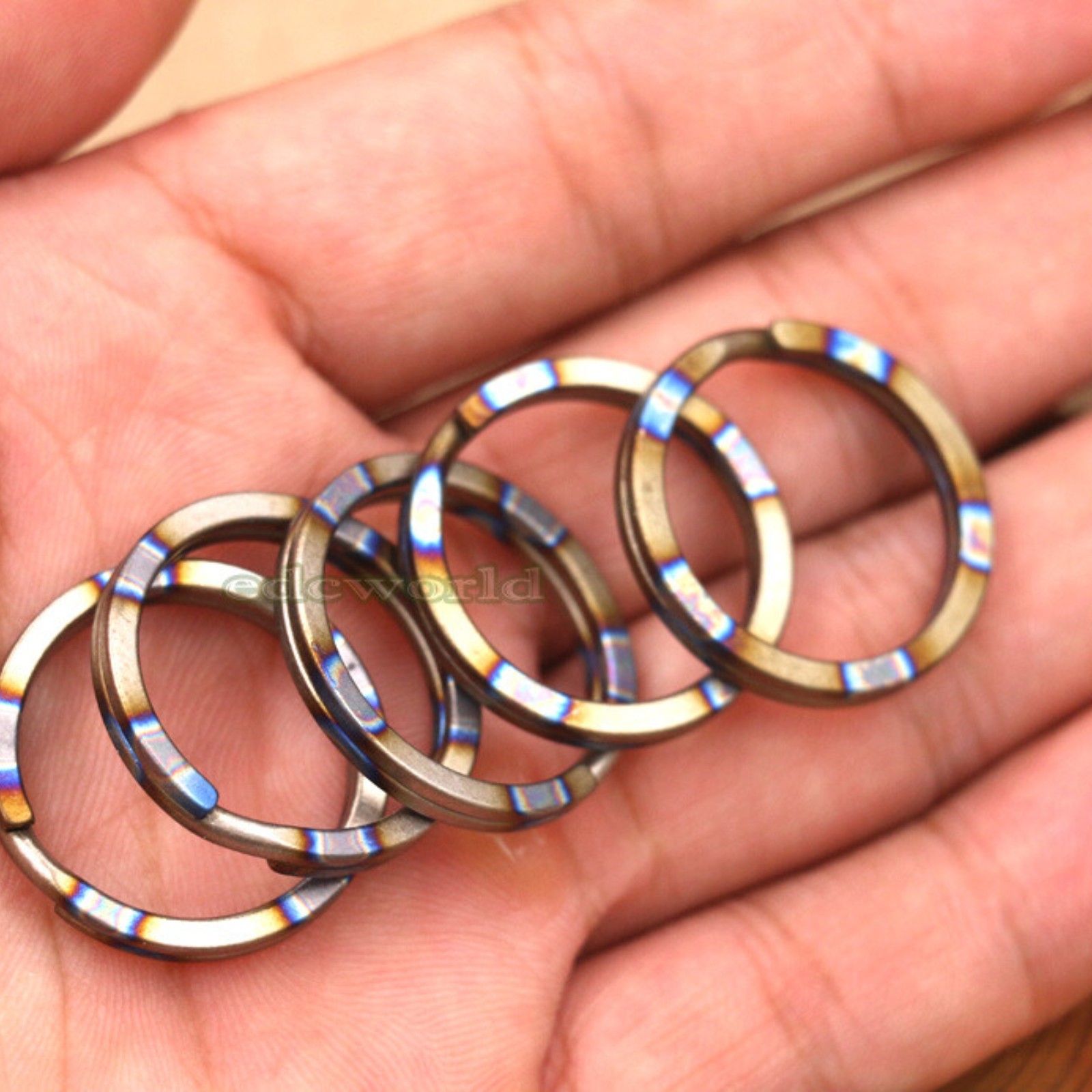 5pcs Outdoor TC4 Titanium Key chain Carabiner with Key Ring Hang Buckle EDC Tool