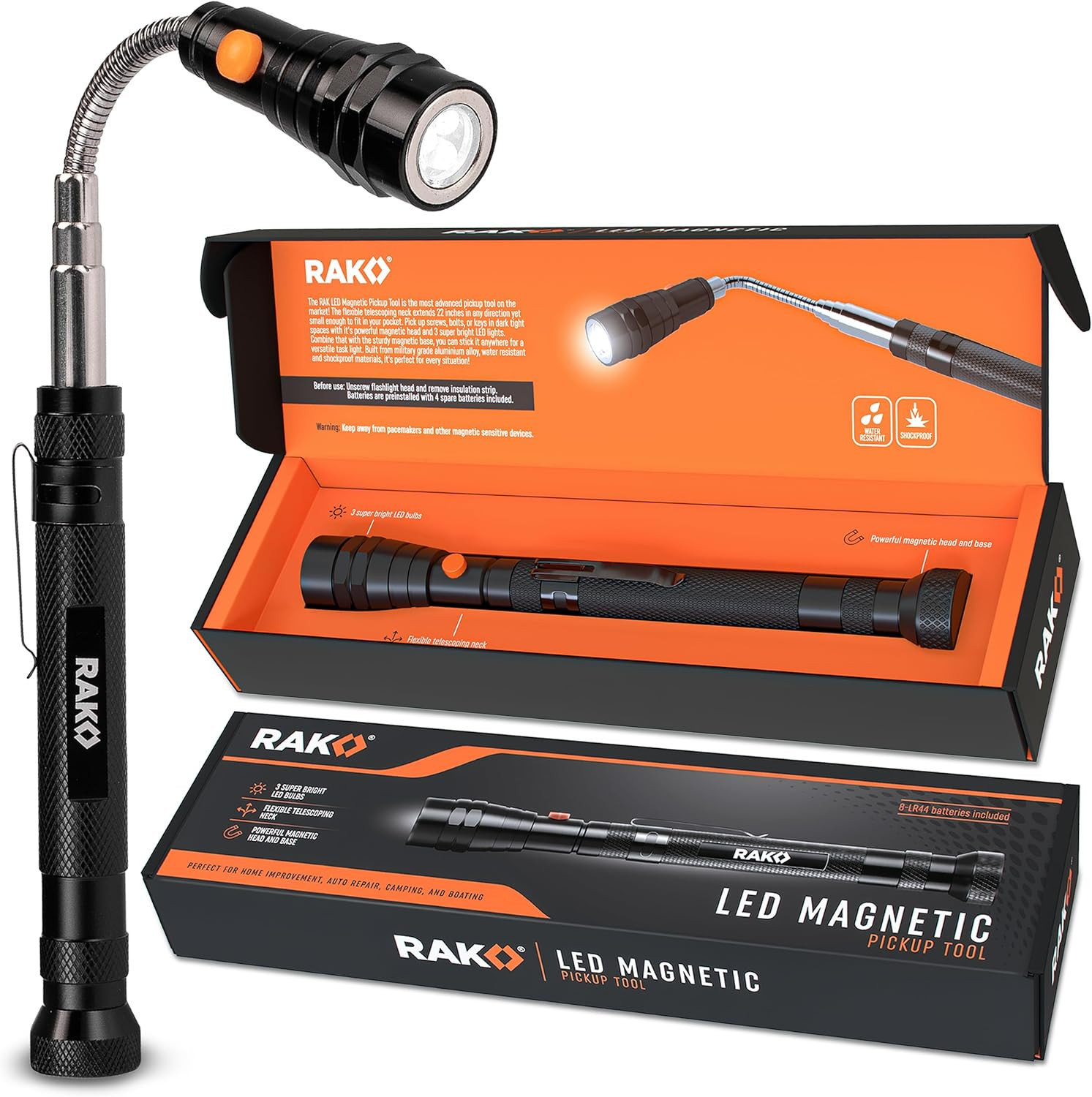 Magnetic Pickup Tool Gifts for Men – Telescoping Magnet with LED Flashlight and