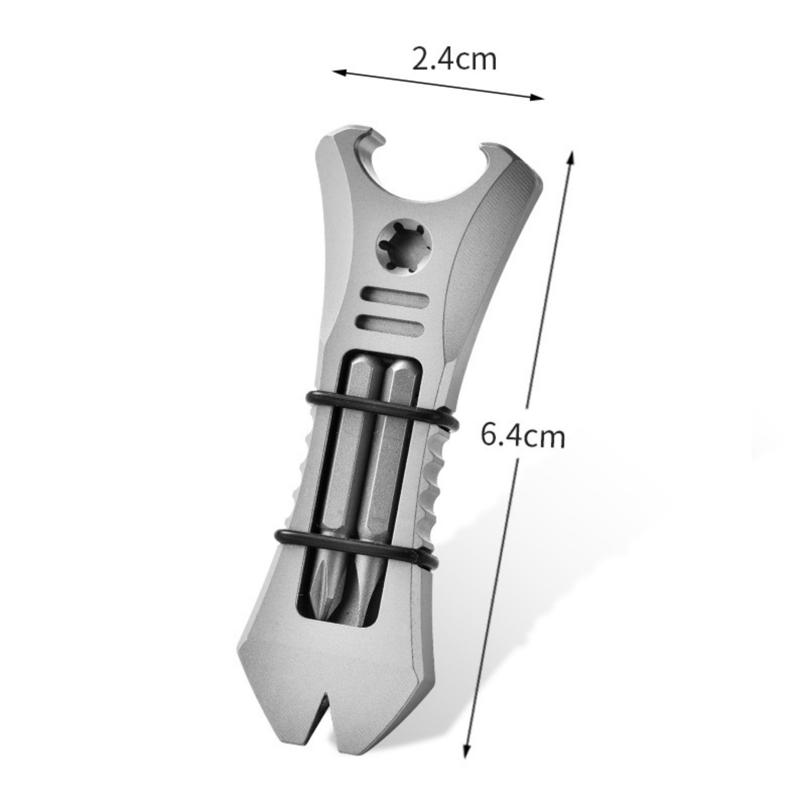 Titanium Alloy EDC Mini Pry Bar Multi-Tool Bottle Opener with 2 Screwdriver Bits