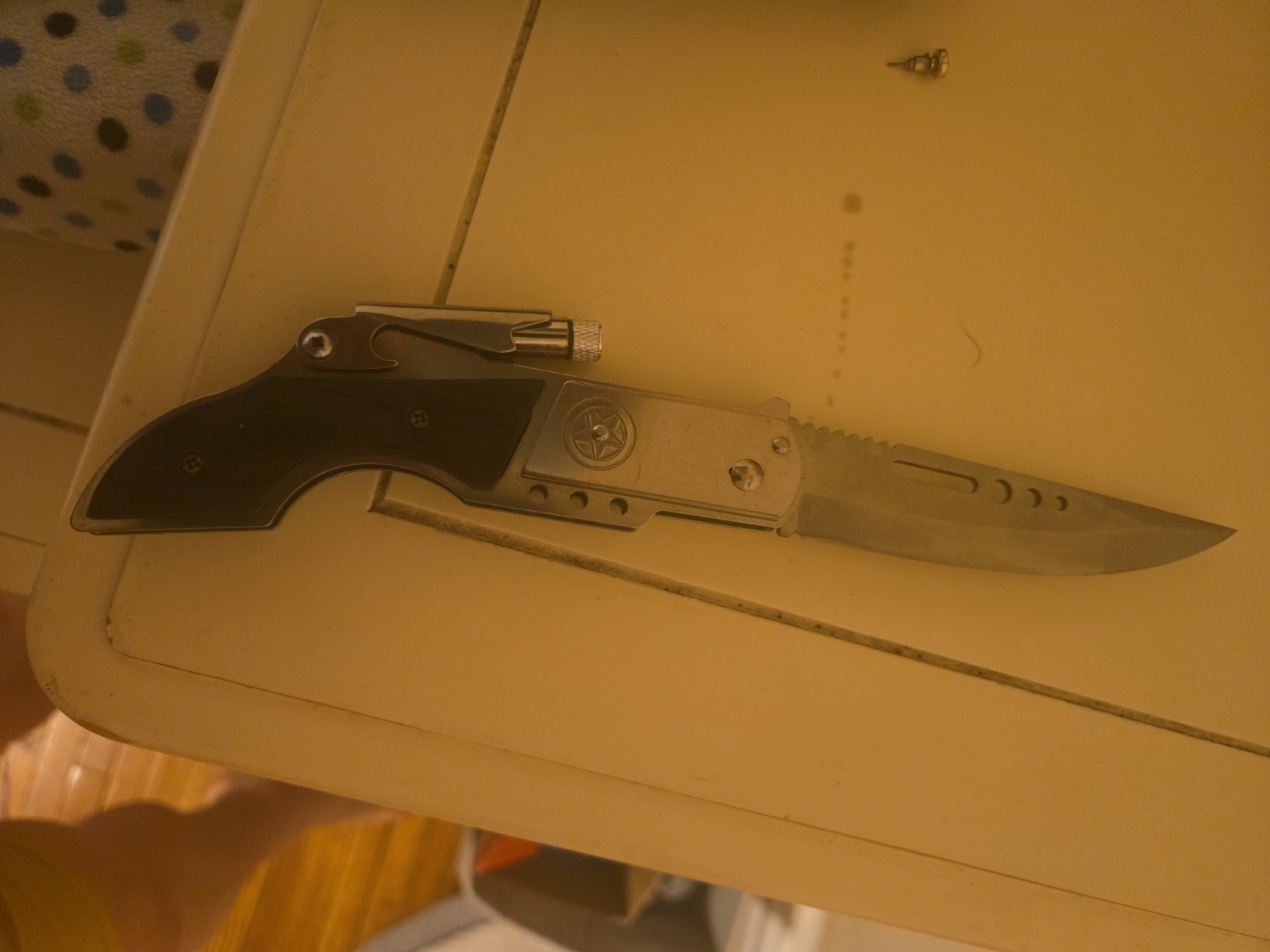 Tactical Folding Knife w/ LED Flashlight Glass Breaker Assisted Open
