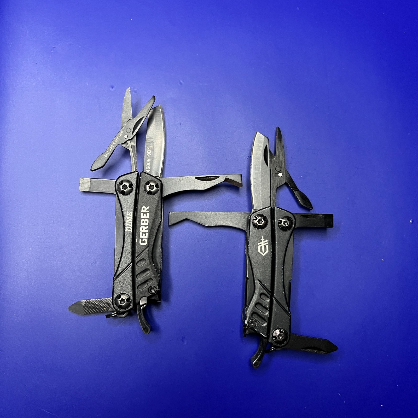 Lot of 2 Gerber Dime Multi-Tools Small Keychain Pliers Knife File Scissors