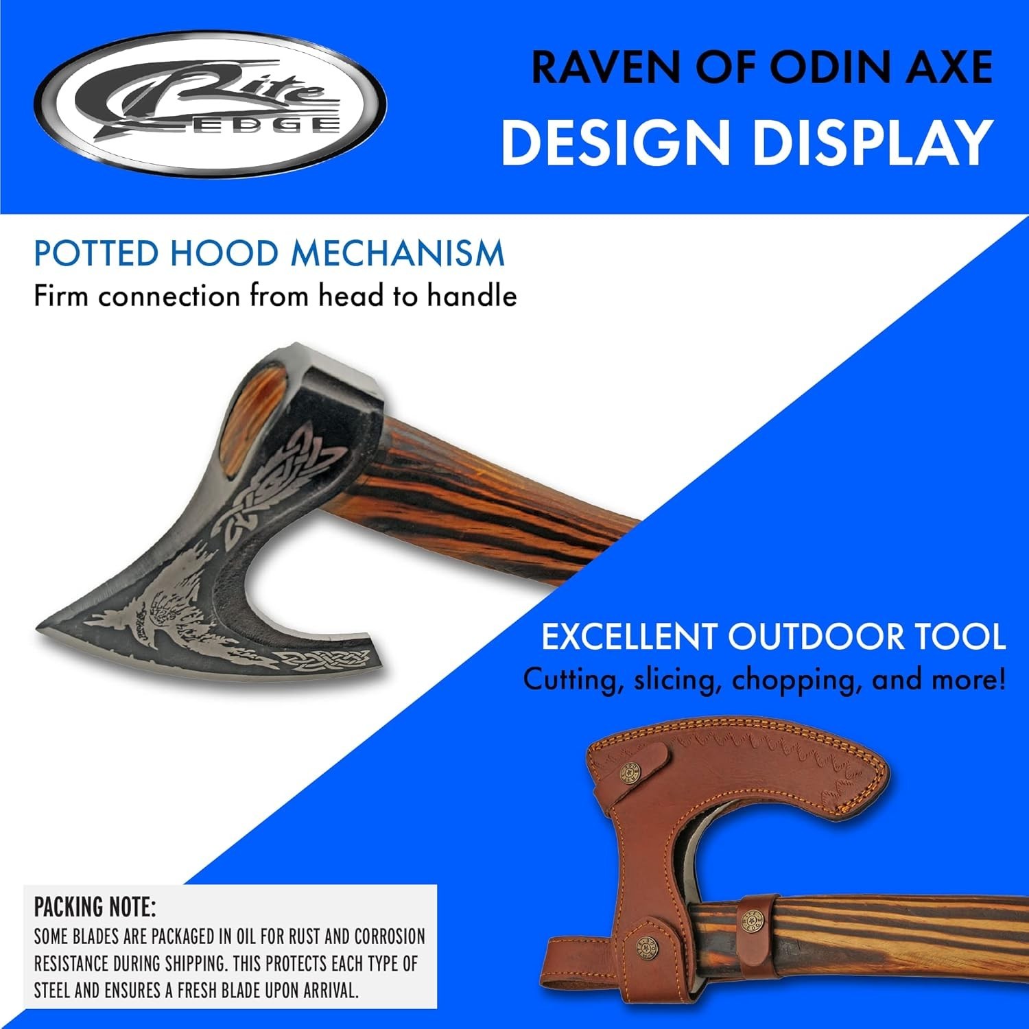 23″ Stainless Steel Broadaxe with Leather Sheath Outdoor Camping Utility Tool