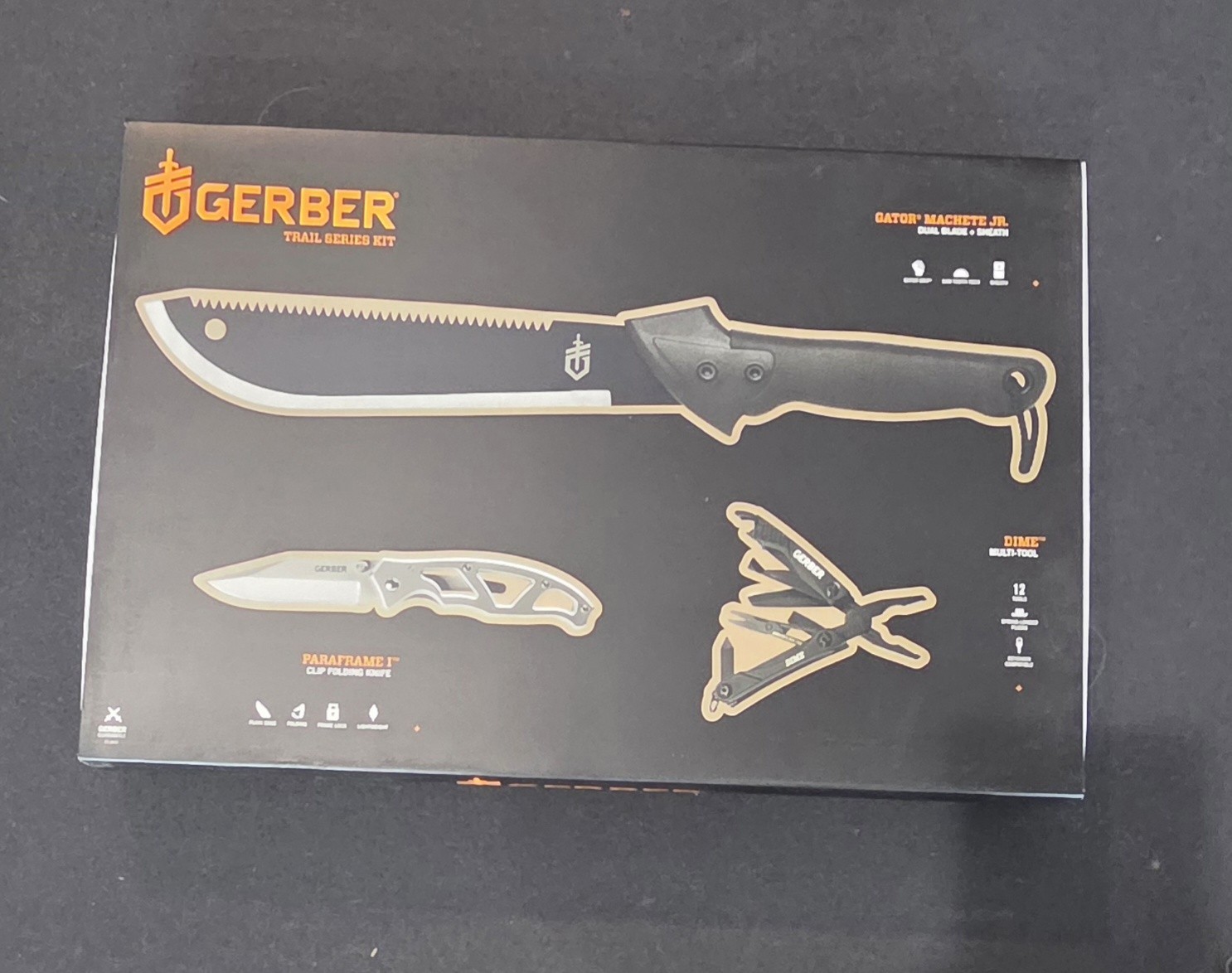 Gerber Trail Series Kit-3-in-1 Gator Machete Jr Paraframe & Dime Multi-tool New
