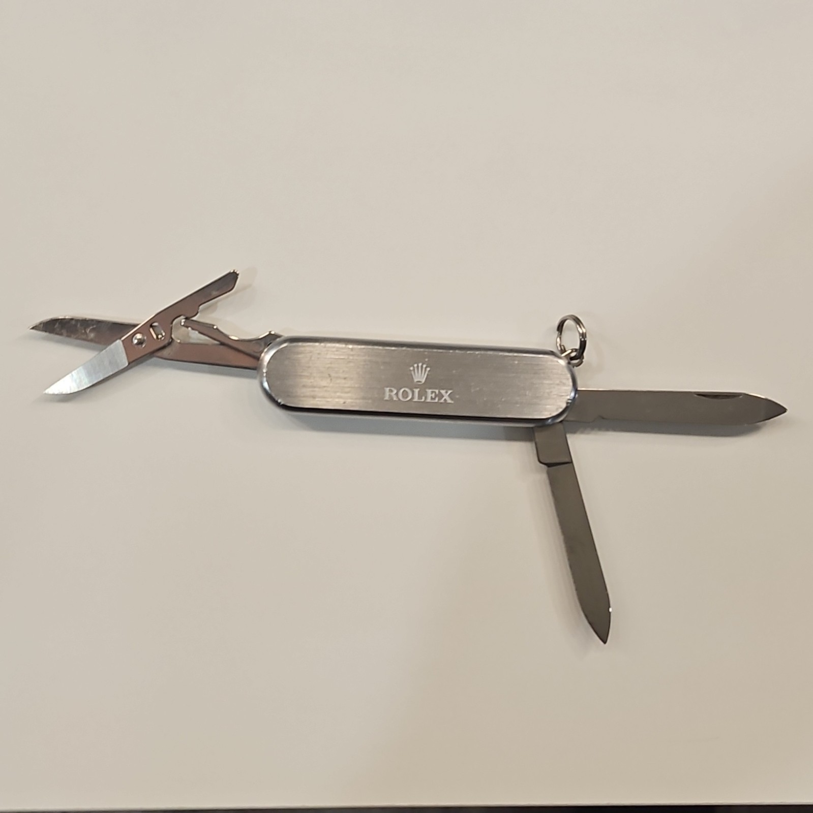 Rolex Swiss Army Style Stainless Multi-Tool Knife w/ Scissors Nail File Keyring