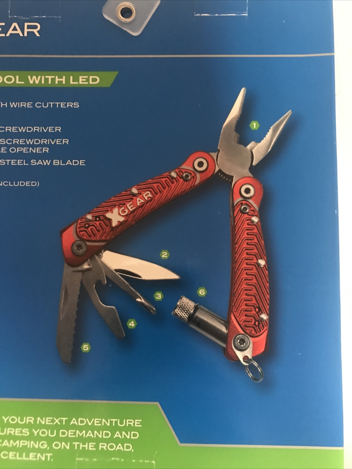 X-Gear 8 Tool Men’s Multi-Function Tool w/Led Light Retails $20 Blue (2-PO-112)