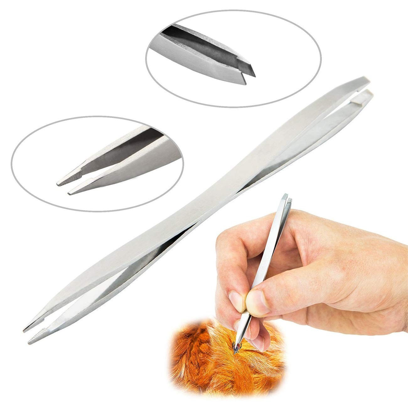 Juego de 3 herramientas para quitar garrapatas de acero inoxidable para gatos y