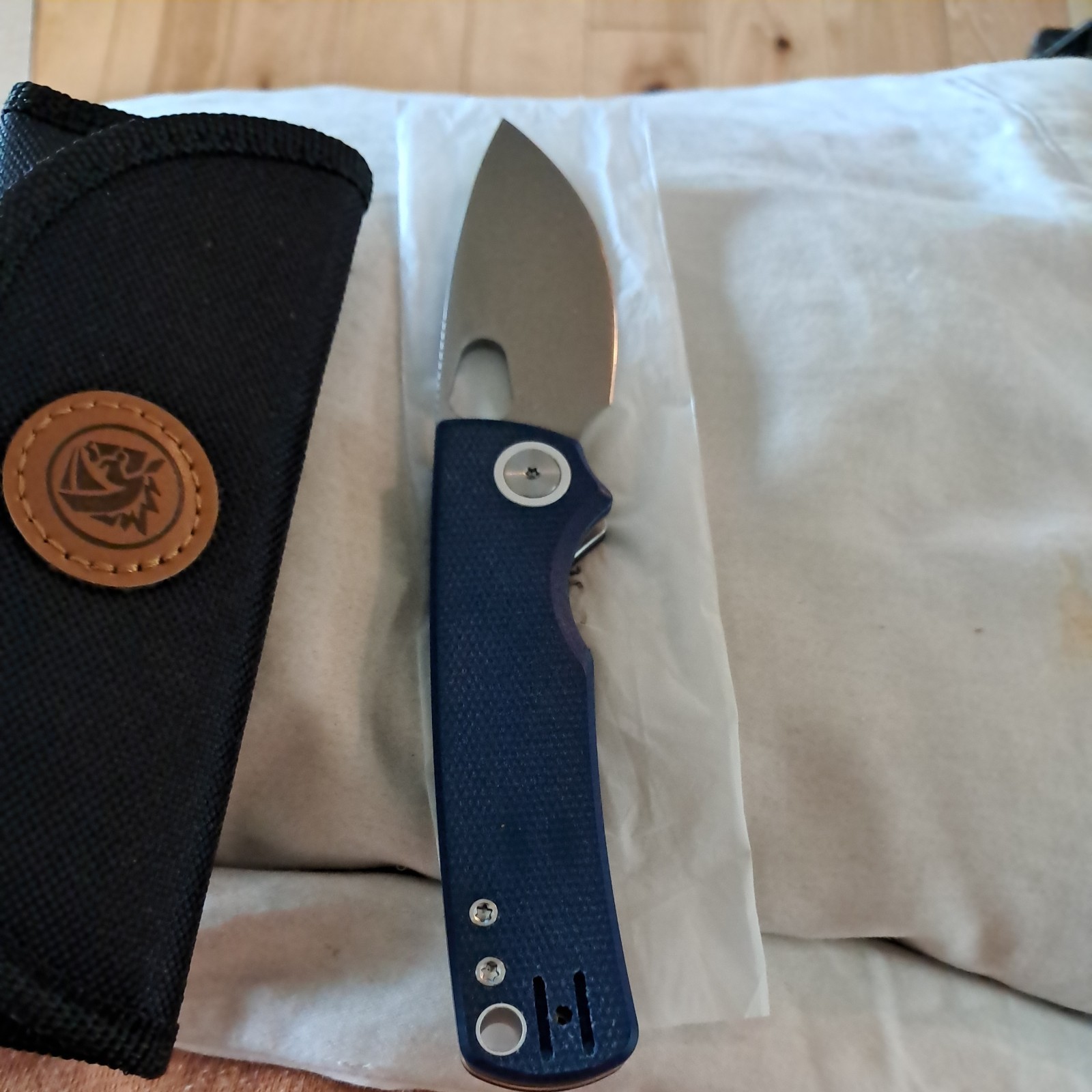 Vosteed Porcupine Pocket Knife 3″ Drop Point Sandvik 14C28N Satin Blade Canvas