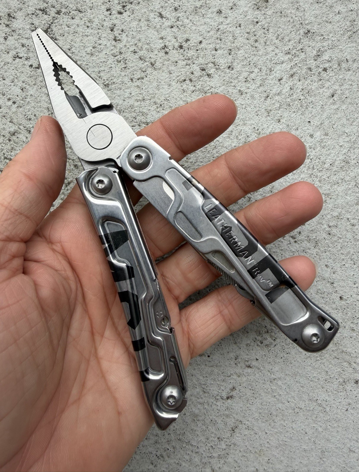 LEATHERMAN REV ADVERTISING “MSH” “APS” MULTI TOOL W/POCKET CLIP, EXCELLENT