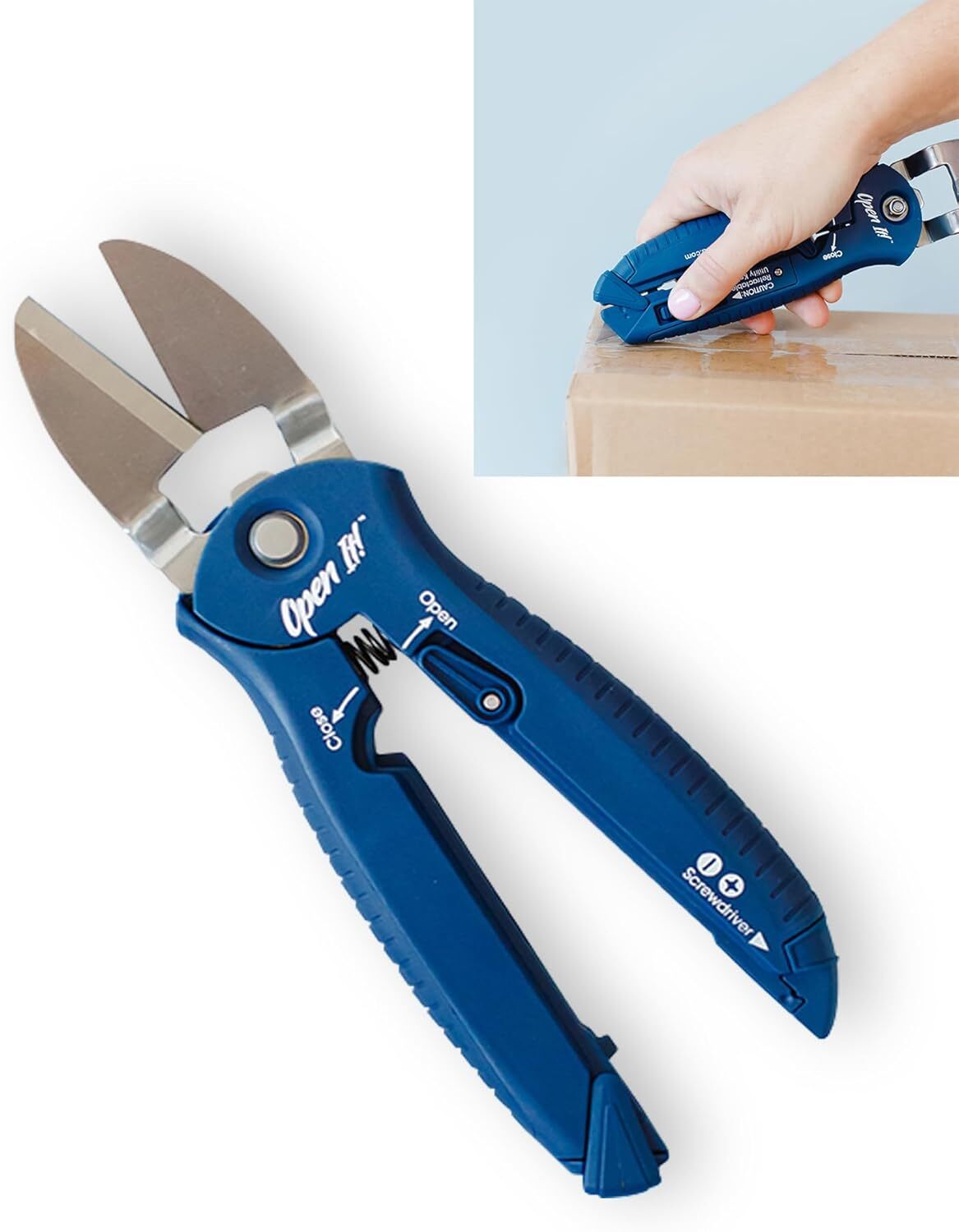 Zibra Open-It! All-In-One Multi Tool with Heavy-Duty Scissors, Box Blue