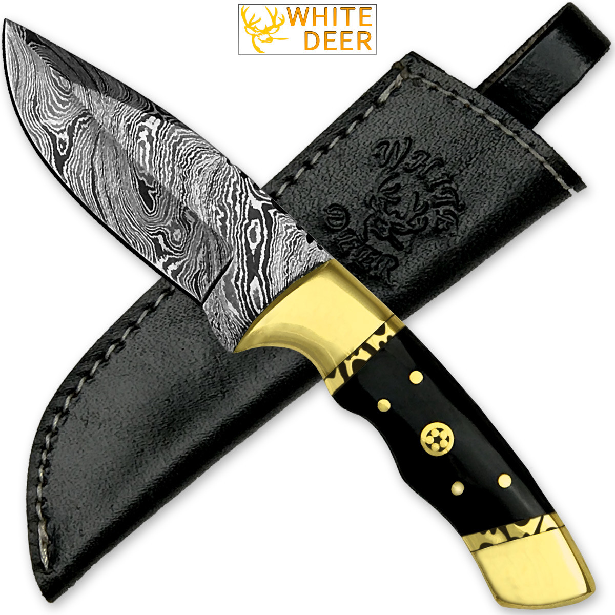 White Deer Handmade Loneman Damascus Steel Hunting Knife Limited Edition SHARP!