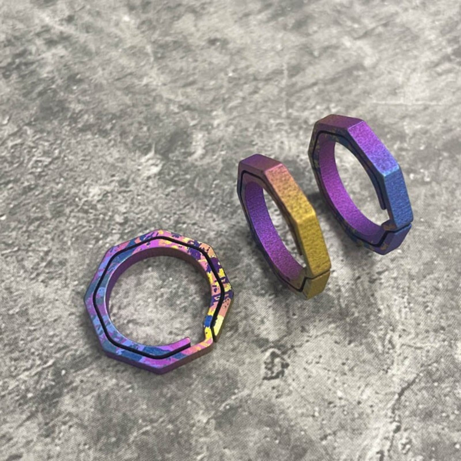 3pcs Mini Titanium Alloy Coloful Key Chain Concise Octagon Key Ring Outdoor EDC