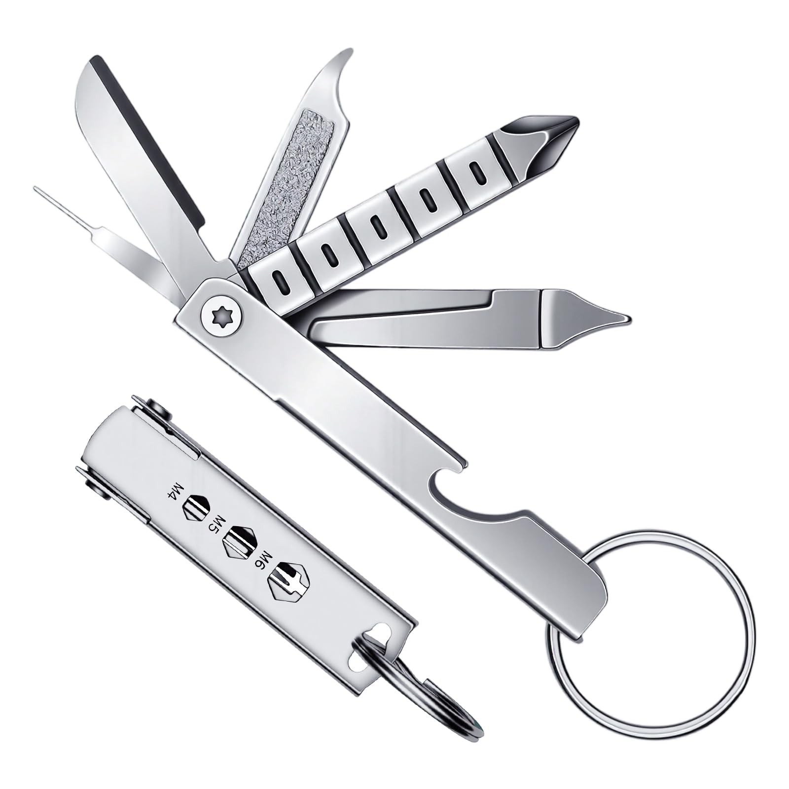 TENOC 7-in-1 Multi-Tool Keychain, Portable Stainless Steel Pocket Gadget with…