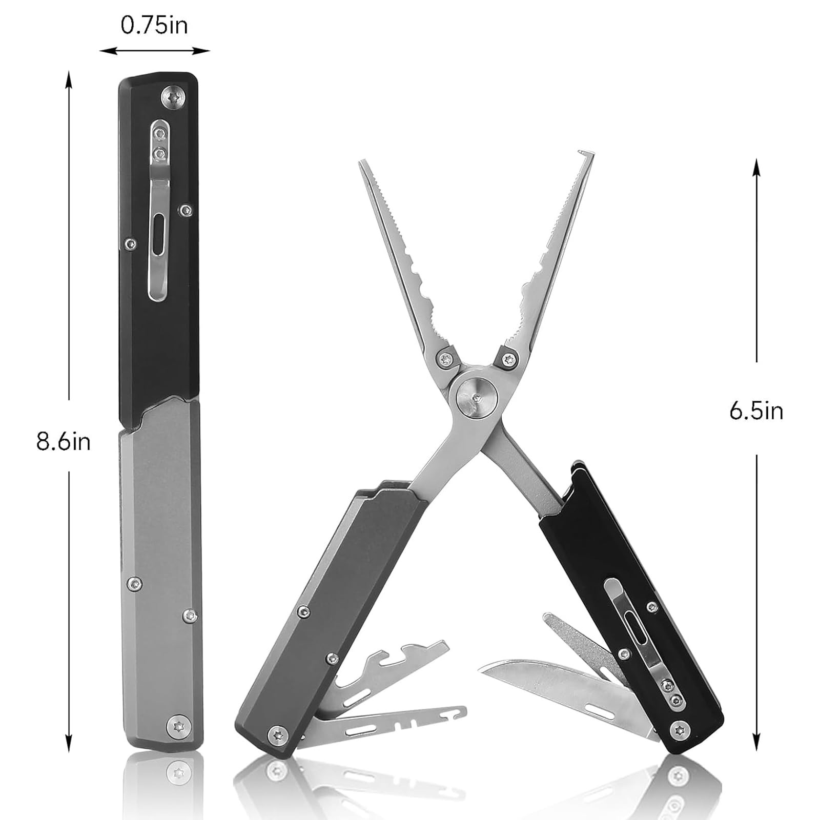 12-IN-1 Fishing Multitool, Titanium Coated Saltwater Fishing Pliers