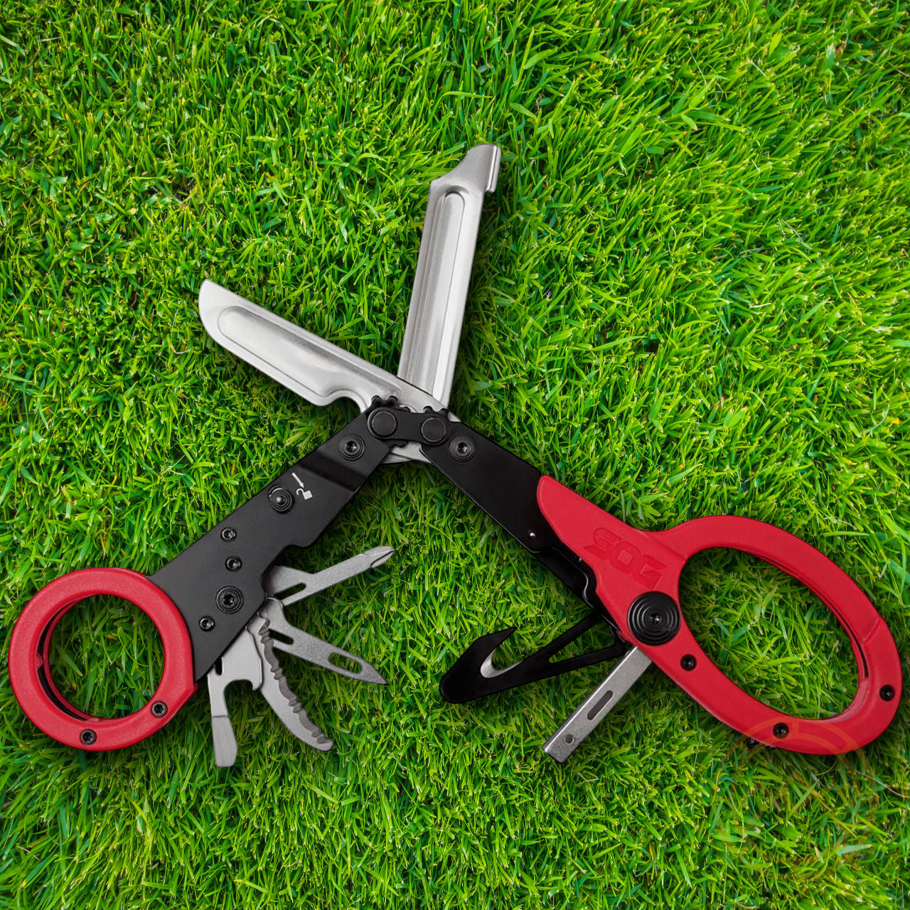 SOG Parashears Multi Tool Red Awl Belt/Cord Cutter Oxygen Wrench Glass Breaker
