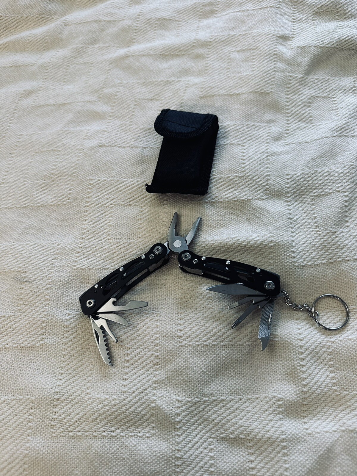 Folding Tools-Black & Silver W/Case and Key Chain