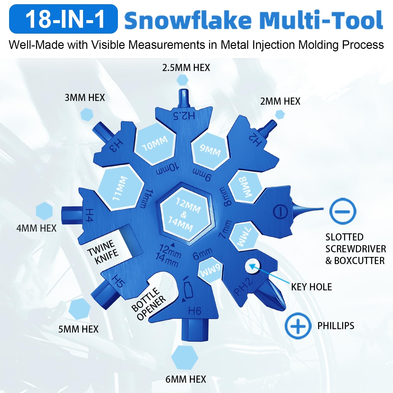 18 in 1 Snowflake Multi Tool, Phillips Flat Screwdriver Kit/Wrench/Bottle Ope…