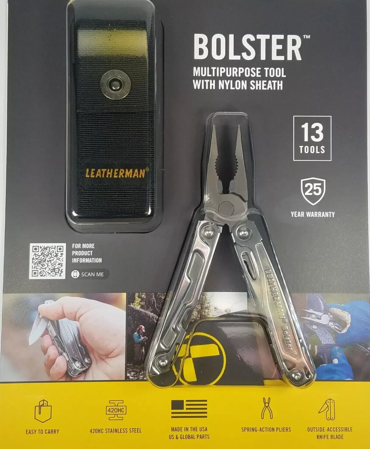 LEATHERMAN BOLSTER Multi Tool Pliers Pocket Knife & Nylon Sheath NEW