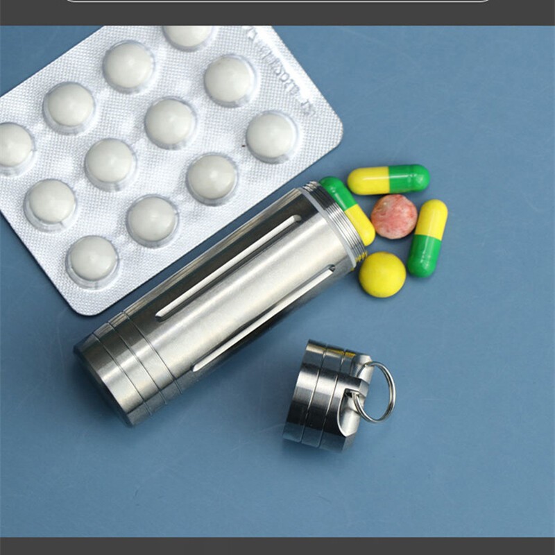 Titanium Alloy Waterproof Case Portable Pill Medicine Capsule EDC Storage Tools