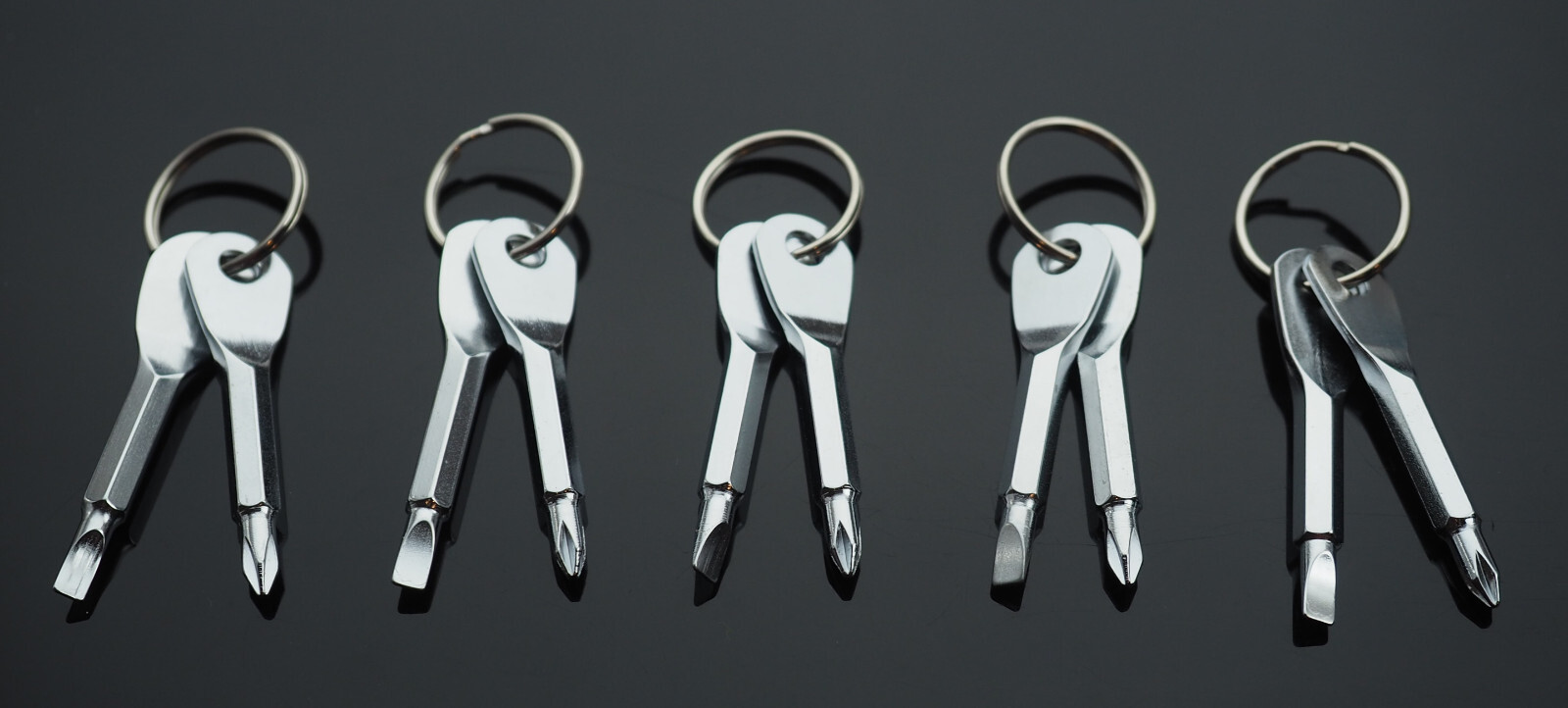 5pcs Key Ring Screwdriver EDC Tool Set Outdoor Pocket Mini Tool Keychain Silver