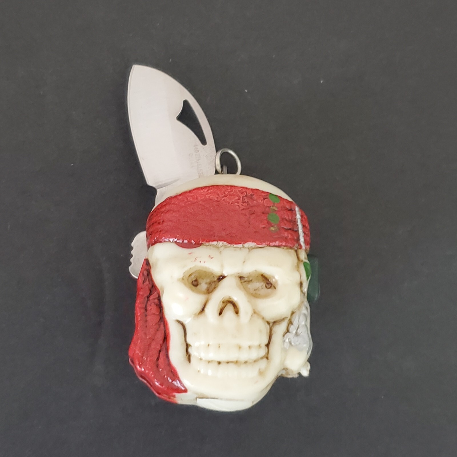 Stocking Stuffer Pocket Knife Mini Folding Charm Laser LED Light Skull Pirate