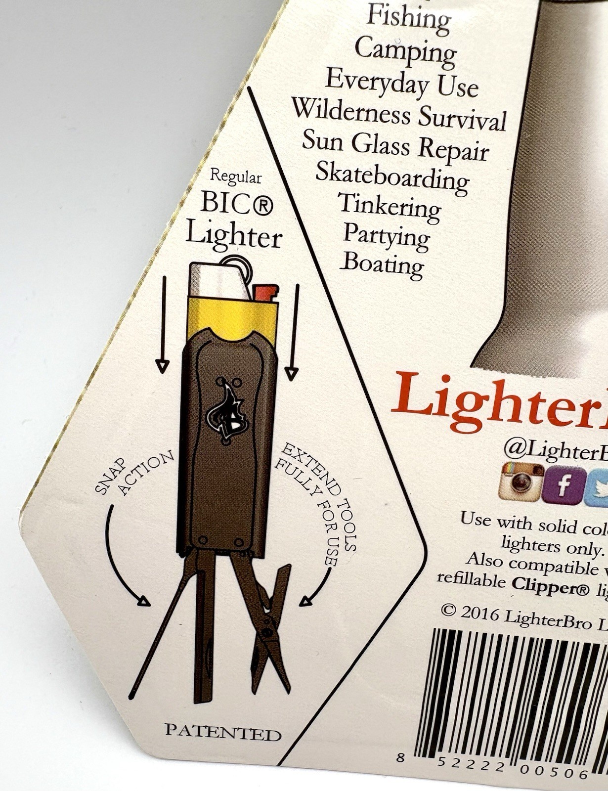 LighterBro 7 Tool Lighter Accessory for Camping/Fishing/Hunting NWT
