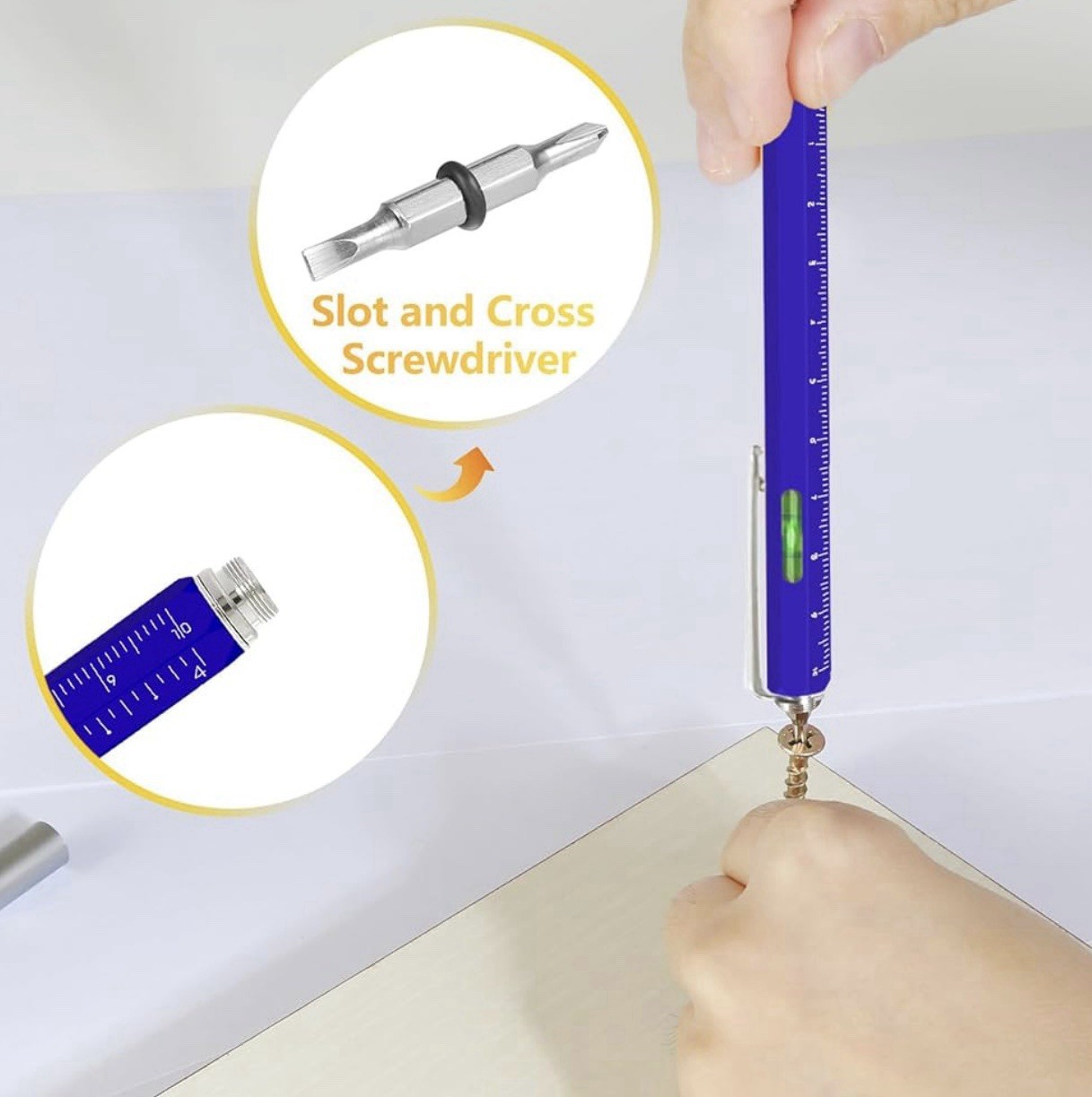 Multi Tool Pen 6 in 1 Gadgets Gift Idea – Level, Stylus, Screw Driver, Ruler